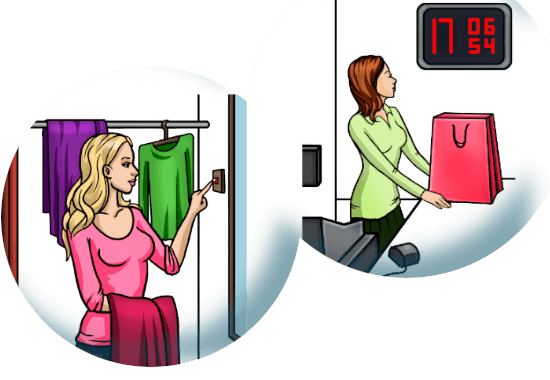 Calling a salesperson to the fitting room by the customer - with fixed display
